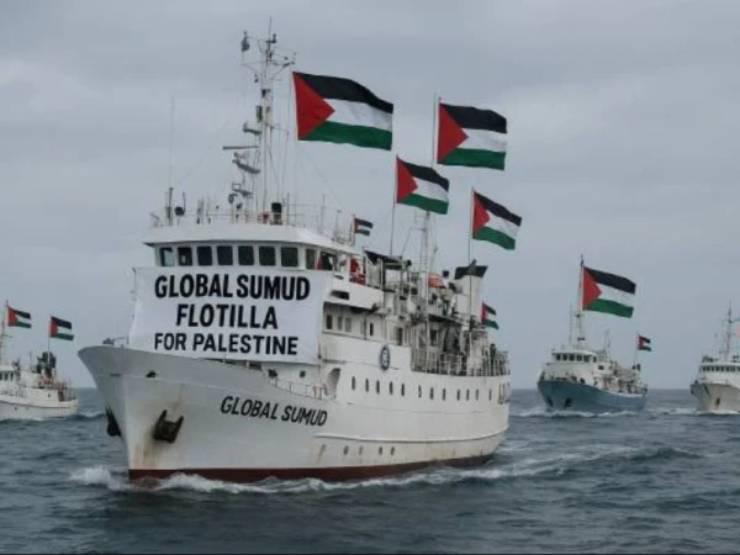 گلوبل صمود فلوٹیلا غزہ کے قریب، اسرائیل کی روکنے کی دھمکی
